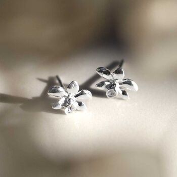 Sterling Silver Daffodil Stud Earrings, 2 of 11