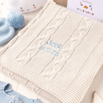 Baby Girls Pale Pink Chunky Cable Blanket, 10 of 12