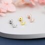 Sterling Silver Tiny Crescent Moon Barbell Earrings, thumbnail 4 of 11