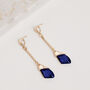 Midnight Blue Crystal Stone Drop Earrings, thumbnail 2 of 3