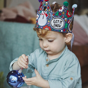 Kids Personalised Hand Painted Christmas Denim Crown, 3 of 12