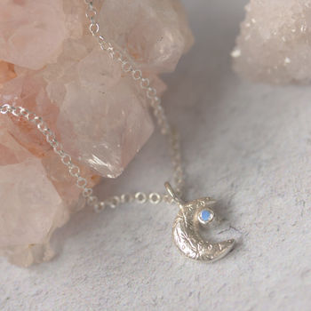 Crescent Moon Silver Moonstone Necklace, 5 of 10