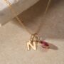 Yellow Gold Initial And Cz Birthstone Necklace, thumbnail 9 of 11