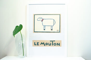 Le Mouton Framed Vintage Sheep Print, 3 of 6