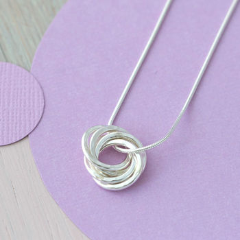 Five Interlinked Rings Silver Necklace, 3 of 12