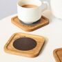 Personalised Coaster In Solid Oak With Leather Option, thumbnail 6 of 10
