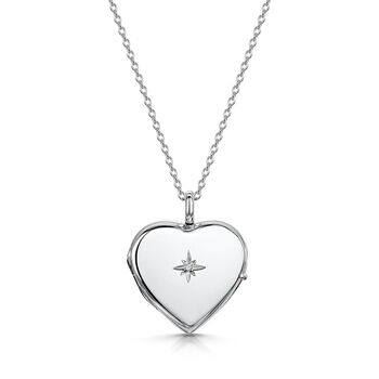 Personalised Sterling Silver Heart Locket With Diamond, 9 of 12