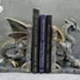Pair Of Steampunk Dragon Bookends – Silver And Gold Retro, thumbnail 1 of 12