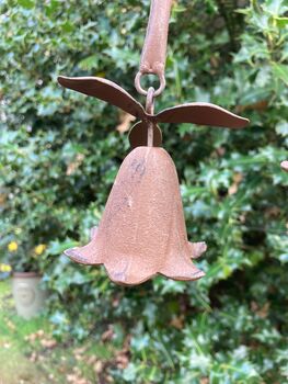 Tall One.15m Metal Garden Crook Rusty Brown With Bells, 4 of 6