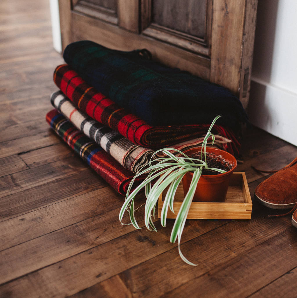 personalised recycled wool blanket in wallace tartan by the tartan