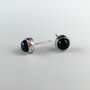 Sterling Silver Black Circle Stud Earrings, thumbnail 1 of 5