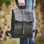 Rolltop Black Leather Backpack, thumbnail 1 of 4