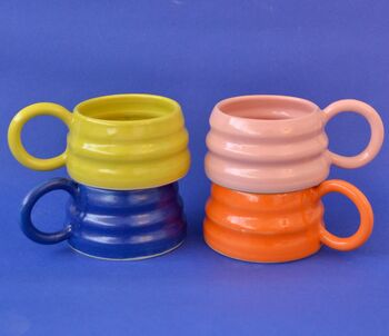 Blue Handmade Wavy Ceramic Mug, 4 of 6