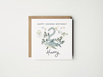 Personalised 1st Birthday Shark Card *Age Options, 2 of 5