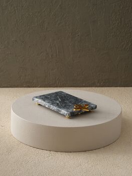 Handmade Black Marble Serving Board With Floral Detail, 7 of 12