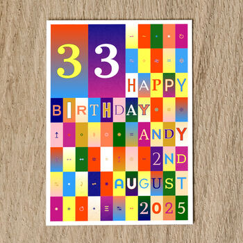 Personalised Birthday Card Age Name Date, 5 of 9