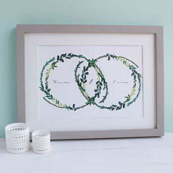 Personalised Wedding And Anniversary Wreath Print, 10 of 11