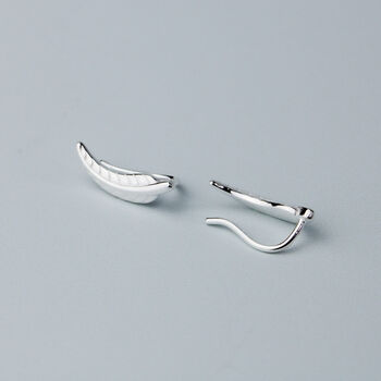 Sterling Silver Feather Ear Climber Earrings, 3 of 9