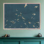 Landscape Gold Silhouette Birds Flying Turquoise Print, thumbnail 3 of 5