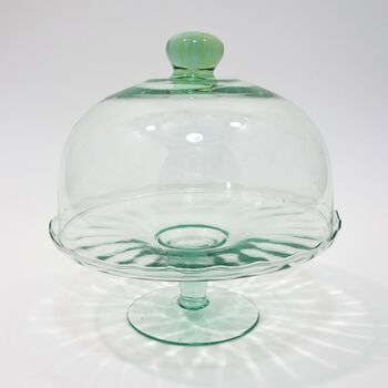 Recycled Glass Cake Stand | Two Styles | Optional Dome, 2 of 7