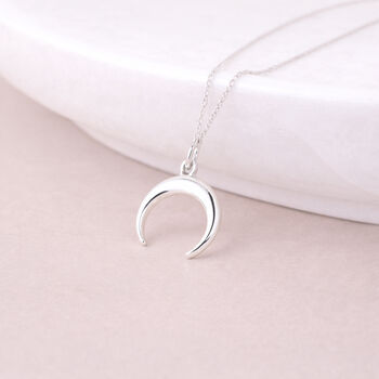 Personalised Sterling Silver Crescent Moon Pendant Necklace, 2 of 11