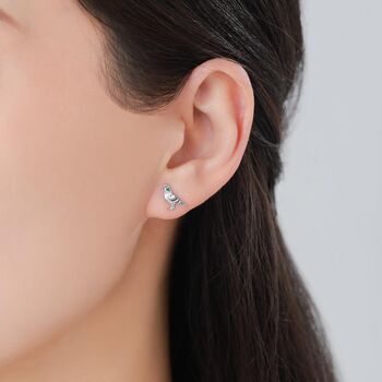 Tiny Pigeon Bird Stud Earrings, 6 of 11