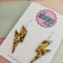 Large Gold And Silver Lightning Bolt Earrings / Mixed Metal Statement / Bold Metallic Dangles / Glam Rock Jewellery, thumbnail 5 of 6