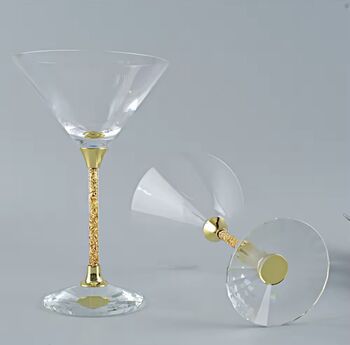 Pair Of 24ct Gold Filled Stem Cocktail Glasses, 6 of 6