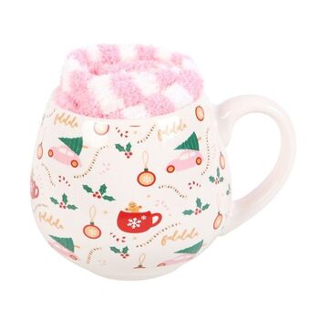 Christmas Print Mug And Socks Set, 4 of 4