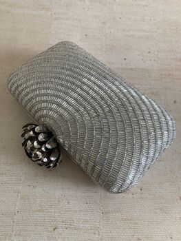 Silver Lotus Clasp Rectangular Clutch Bag, 2 of 11