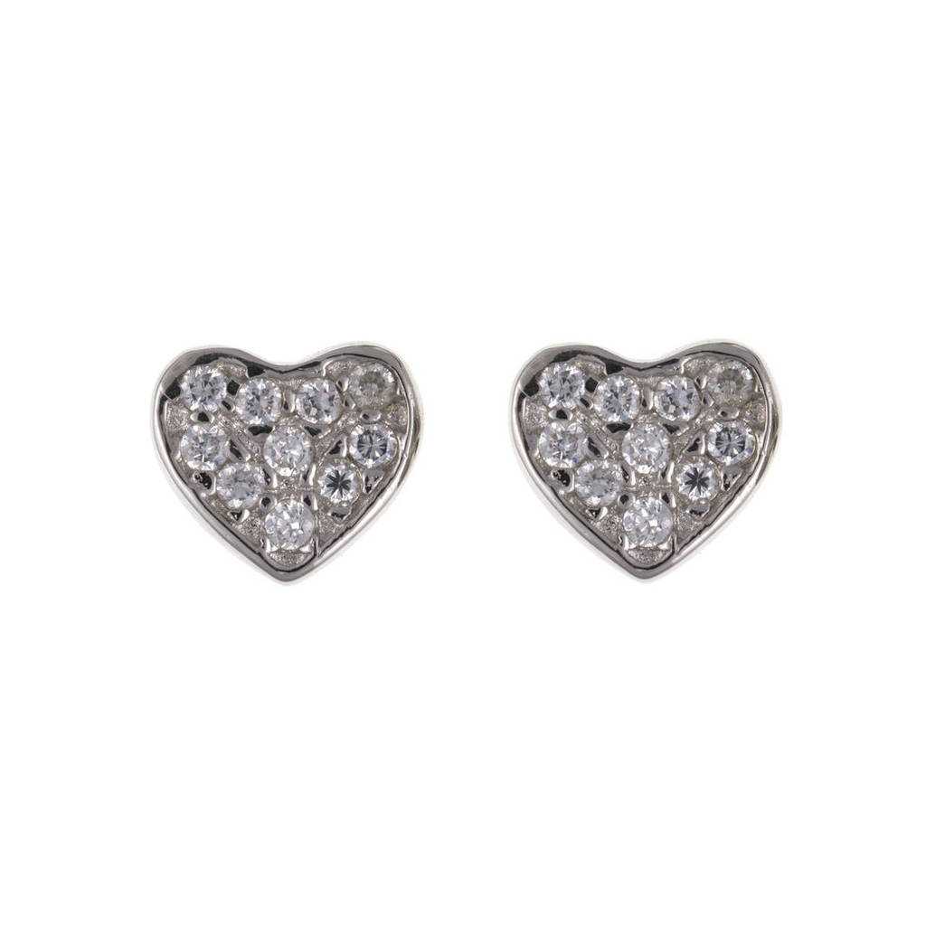 Heart Shaped Pave Stud Earrings By Katherine Swaine