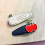 Blue Denim Cherry Hair Clip Set, thumbnail 2 of 2