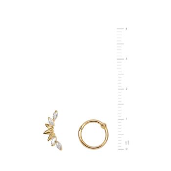 Yellow Gold Mismatch Duo Stacker Earring Set, 5 of 6