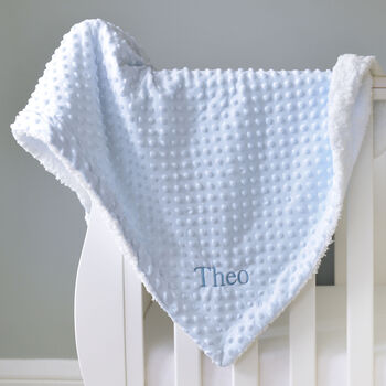 Personalised Blue Bobble Sherpa Baby Blanket, 3 of 7