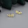 Sterling Silver Sparkly Leaf Cz Stud Earrings, thumbnail 6 of 12