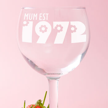 Personalised Mum Est. Flower Font Mother's Day Gin Glass, 3 of 6