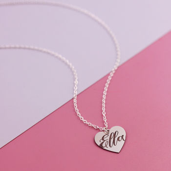 Bespoke Name Necklace On Sterling Silver Heart, 9 of 12