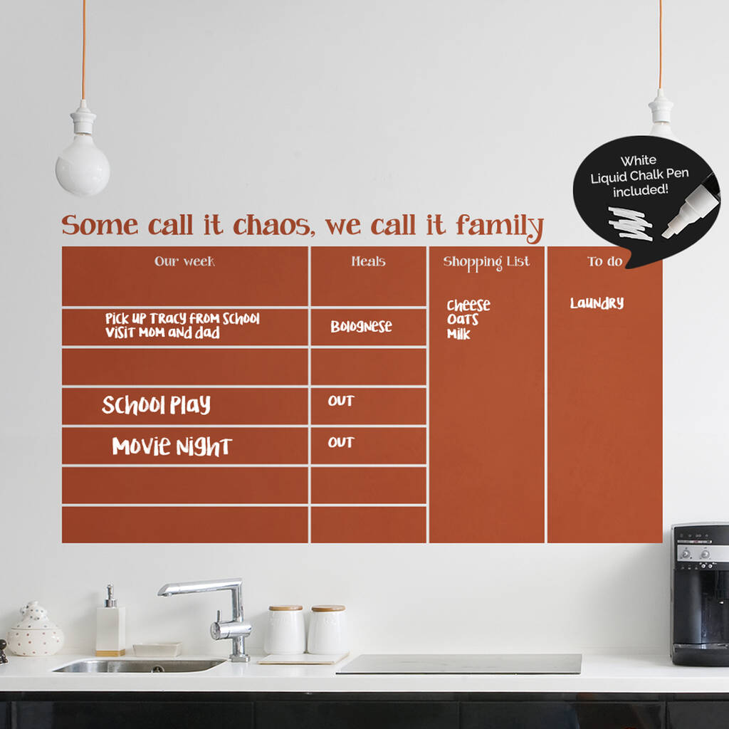 Family weekly wall planner by sirface graphics notonthehighstreet