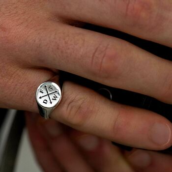 Family Initials Personalised Silver Signet Ring, 4 of 10