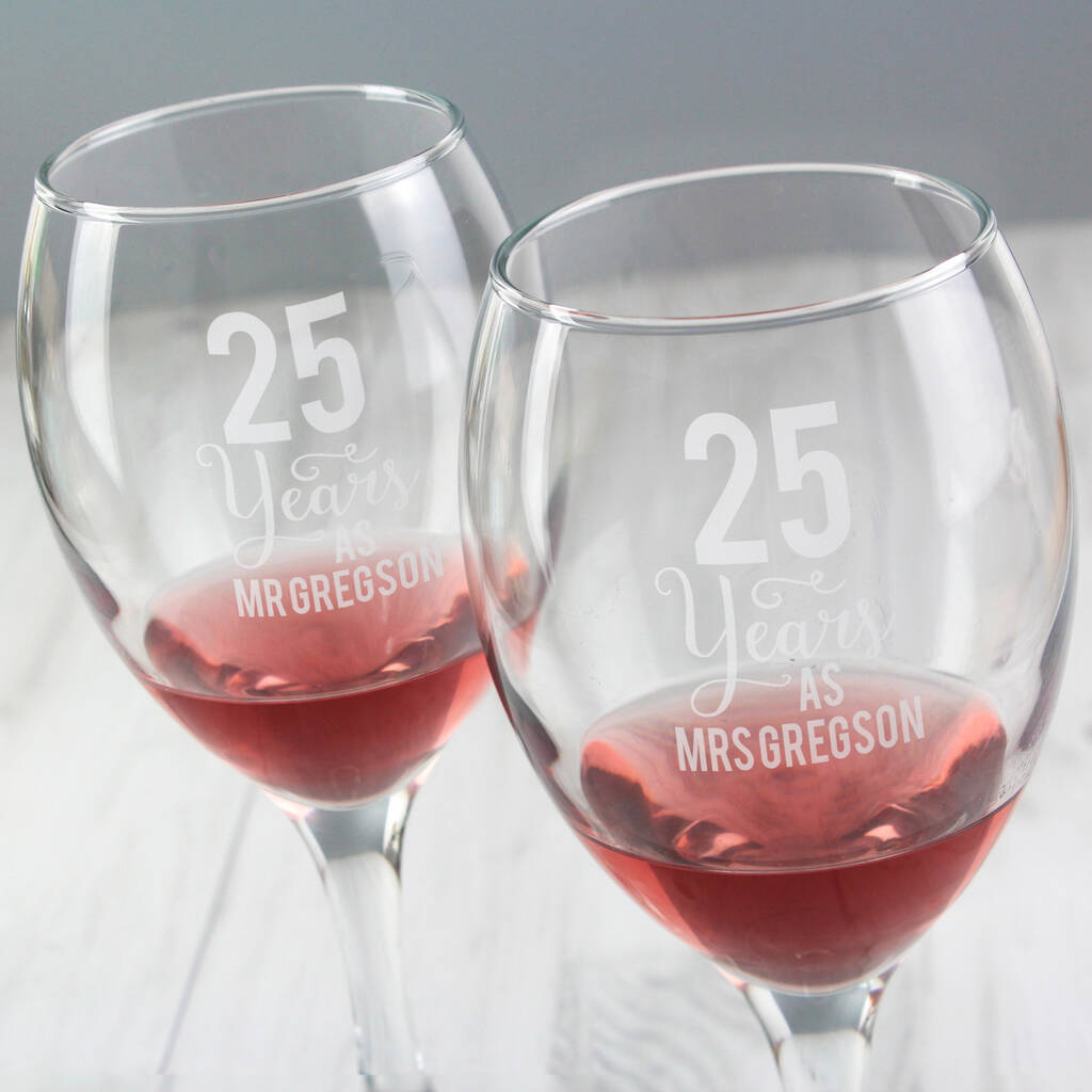 Personalised 'Years Together' Wine Glass Set, 1 of 5