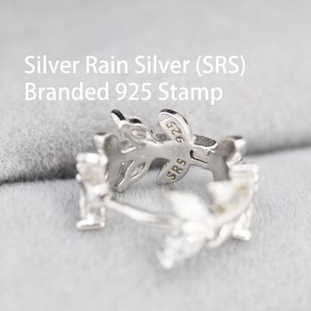 Cz Olive Leaf Huggie Hoop In Sterling Silver, 8 of 12