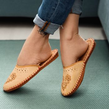 Ladies Leather Boho Closed Toe Slippers, 2 of 12