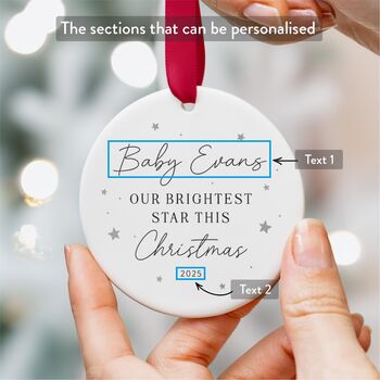Baby's First Christmas Bauble With Custom Name 2025, 2 of 7