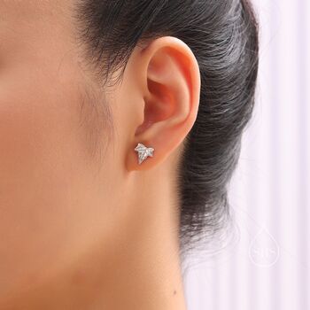 Sterling Silver Ivy Leaf Stud Earrings, 6 of 12