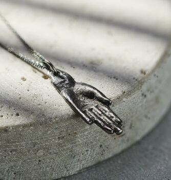 Men's Oxidised Initial Hand Necklace, 3 of 7