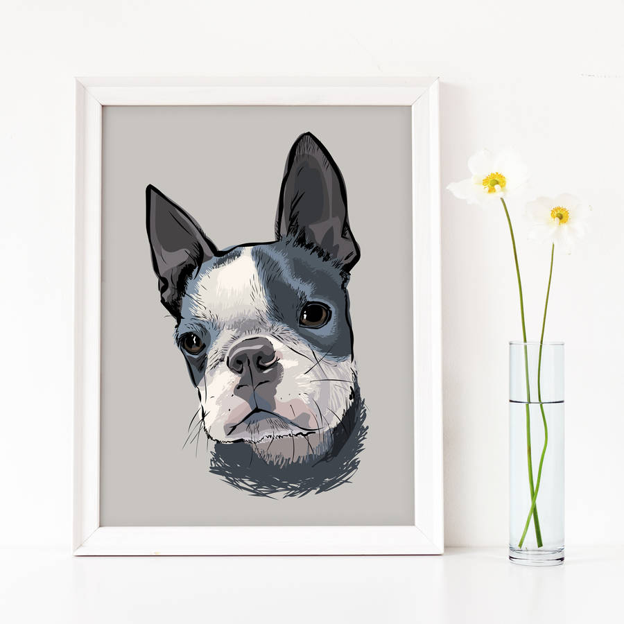 Custom Dog Portrait Art Print By Scribble Print Studio ...
