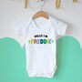 Hello Brightly Coloured Personalised Babygrow, thumbnail 2 of 4