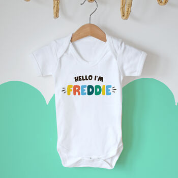 Hello Brightly Coloured Personalised Babygrow, 2 of 4