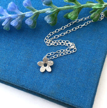 Thank You Bridesmaid Sterling Silver Tiny Flower Necklace, 6 of 10