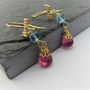 Swiss Blue Topaz And Pink Tourmaline Topaz Earrings, thumbnail 3 of 8